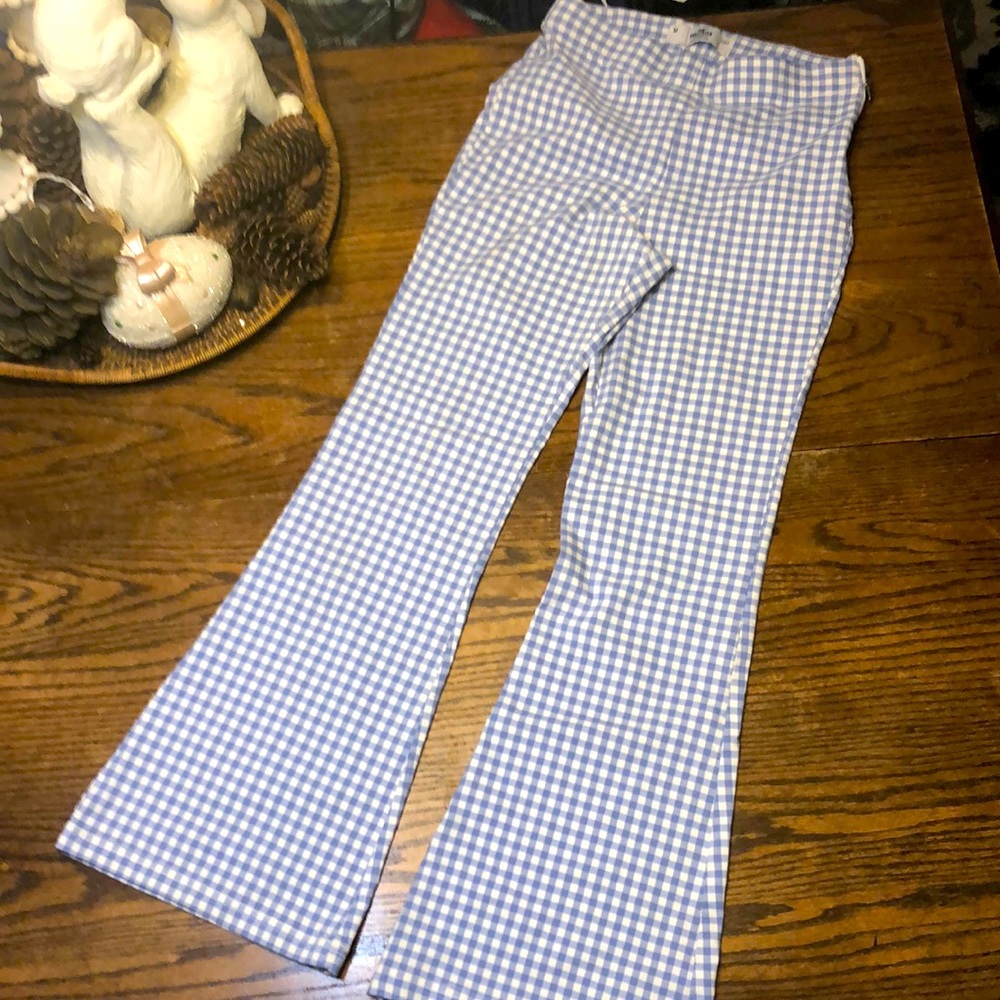 Hollister Women's Blue Gingham Flared Pants